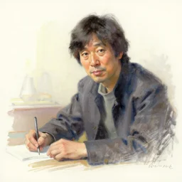 sketch of joe hisaishi by bob ross