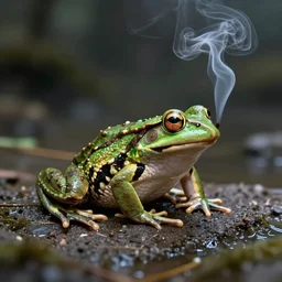 digital art, smoking frog,