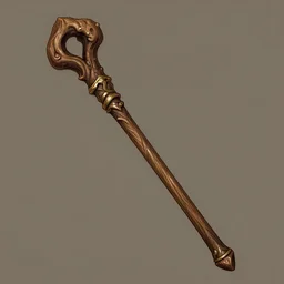 an ornate wooden staff, fantasy illustration, medieval era, blank background, studio lighting, hand - drawn digital art