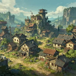 a small cyberpunk village, nostalgic, artstation, high quality