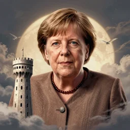 Angela merkel is sauron in his tower. Detailed digital art by greg rutkowski, Thomas kinkade, Keith Parkinson, artstation, cgsociety, deviantart, 8k, HD