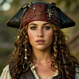 a beautiful romanticism painting of ( ( ( jennifer lawrence ) ) ) as a swash buckling pirate, symmetrical face, beautiful eyes, cottagecore, artstation, 8 k, highly detailed, warm natural lighting, sunlight