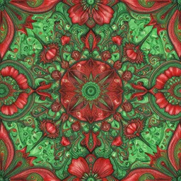 psychedelic pattern, red and green tones, drawn by james r. eads, highly detailed