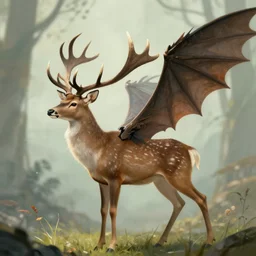 hybrid between deer and dragon, profile, fantasy, extremely detailed, nature photography, artstation