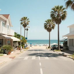 summer street near a beach, by Jeremy Fenske