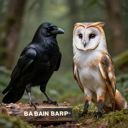 professional photo of a hybrid crow and barn owl and fox, national geographic, nature, photo in the forest, studio lighting, very detailed, unreal engine, canon photo, professional lighting, good composition, winning award photo, real hybrid crow and barn owl and fox, real,