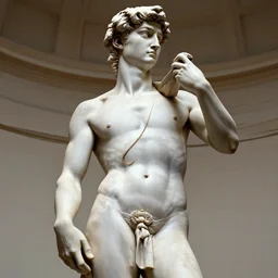 michelange's david statue with a bathrobe and slippers, a gold chain and watch, in the style of gran turismo cover art, photorealistic illustration, extreme detail, hyper realistic, highly detailed, digital art