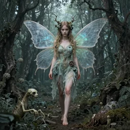 fairy girl inspired by zdzislaw beksinski, giger, and cam de leon