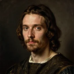 portrait painting of young willem dafoe, renaissance oil painting, studious chiaroscuro