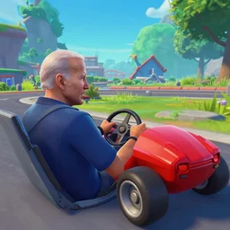 Joe Biden driving in Fortnite