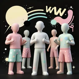 3 d matte render, dj rave party, mannequins, hsiao - ron cheng, pastel colors, hyperrealism, pastel, polkadots, minimal, simplistic, amazing composition, vaporwave, wow, gertrude abercrombie, beeple, minimalistic graffiti masterpiece, minimalism, 3 d abstract render overlayed, black background, psychedelic therapy, trending on artstation, ink splatters, pen lines, incredible detail, creative, positive energy, happy, unique, negative space, pure imagination painted by artgerm