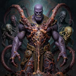 the platonic ideal of slime mold of cletus kasady ultimate carnage thanos dementor doctor manhattan chtulu nazgul, detailed, intricate, hyperrealism, intense, scary, decay, dmt, art by brock hofer and artgerm and greg rutkowski and alphonse mucha