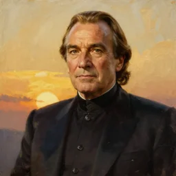 Painting of Ian McDiarmid as Emperor Palpatine. Art by william adolphe bouguereau. During golden hour. Extremely detailed. Beautiful. 4K. Award winning.
