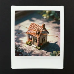 house made from dragonfly wings polaroid macro