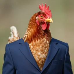 a chicken wearing a suit