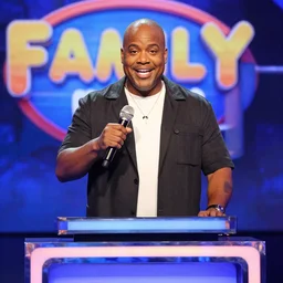steve harvey as a Ken doll, hosting family feud