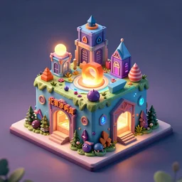 isometric 3 d fantasy birthday cake, very realistic, no background, 3 d ray tracing, very colourful, cinematic lighting, cgi render, trending on artstation, dynamic lighting