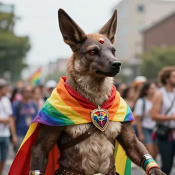 anubis on a pride parade, trending on Artstation