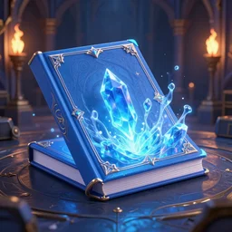magic book with blue crystal in cover, fluid energy, fantasy digital art, octane render, 5 4 s, dungeon background, torchlights, darkness, high key lighting, volumetric light, digital art, highly detailed, fine detail, intricate, ornate, complex, octane render, unreal engine, photorealistic by greg rutkowski, jesper ejsing,