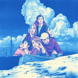 album cover art for triangle collapse blue white purple by akihiko yoshida