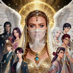 scarlet johansson as a beautiful arabian angel wearing a niqab with jewelry by alex gray, android jones, nekro, karol bak, ayami kojima, artgerm, yoshitaka amano, olivier ledroit, ruan jia, charlie bowater, tom bagshaw, make up, blue eyes, golden hora, concept art, fantasy
