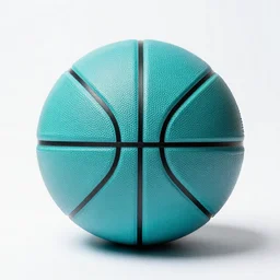 turquoise basketball, professional product shot, isolated on a pure white background, centered, entire object in frame, sharp focus, soft studio lighting