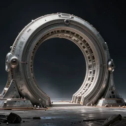 abandoned and decrypt gargantuan futuristic space gate in space, atmospheric, Wide angle, by Wadim Kashin, featured in artstation, octane render, cinematic, elegant, intricate, 8k