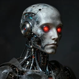 a futuristic robot artist portrait by caravaggio, dark, detailed, intricate, extreme details, cinematic