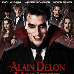 alain delon vampire hunter, male, fine details, smiling, insane, darkness, realistic shaded lighting poster by greg rutkowski, magali villeneuve, artgerm, jeremy lipkin and michael garmash and rob rey