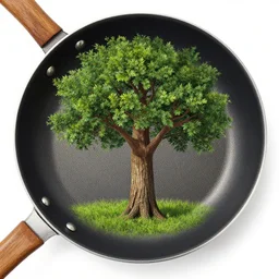 frying pan entirely made of tree