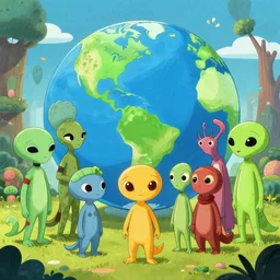 Illustration of what the world would be like if we were to make a movie about aliens and their race and they came to Earth and made this cartoon about us.