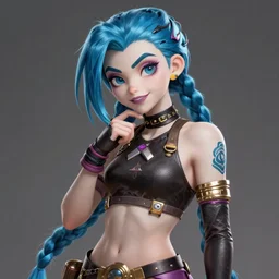 Jinx lol, character art, illustration, elegant, 2d, ultra highly detailed, digital painting, smooth, sharp focus, artstation, pixiv, art by Ilya Kuvshinov