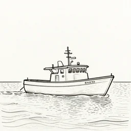 one line drawing of a boat on the ocean