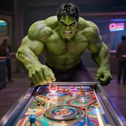 film still of hulk playing pinball in the new avengers movie, 4 k