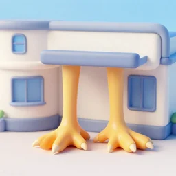 a building with chicken feet