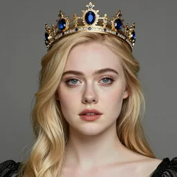a beautiful hyper real portrait of Elle Fanning with a crown art by rembrandt