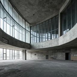 concept art of soviet brutalism interior, cocnrete and glass, by le corbusier and victor enrich, octane redner, cryengine