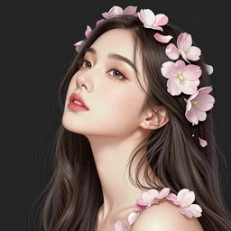 the portrait of an absurdly beautiful, graceful, elegant young woman made of petals looking up, an ultrafine detailed illustration by kim jung gi, irakli nadar, intricate linework, bright colors, octopath traveler, final fantasy, angular, unreal engine 5 highly rendered, global illumination, radiant light, detailed and intricate environment