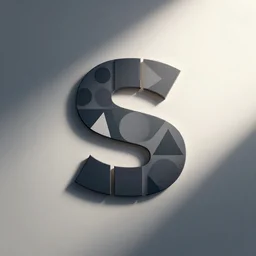 A logo of an S morphing into a variety of geometric shapes, triangles, circles, squares, smooth flat design logo, sharp typography, sans serif, modern, abstract