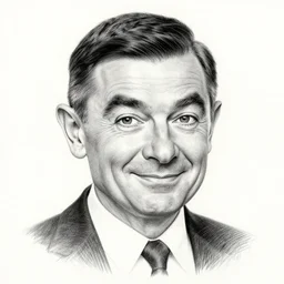 highly detailed pencil sketch caricature portrait of mr bean gangster by ross tran, by greg rutkowski, brush strokes, 4 k resolution, light blue pastel background