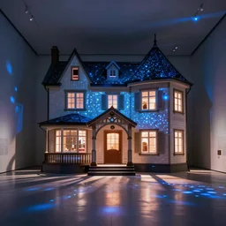 A Enchanting house in a museum room, Installation Art, by James Turrell, V-Ray, Bioluminescent lights