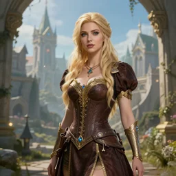 blonde woman in fantasy kingdom highly detailed