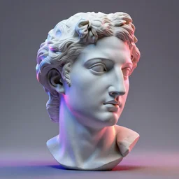 3 d render of a renaissance sculpture head, neon art, hyper detailed