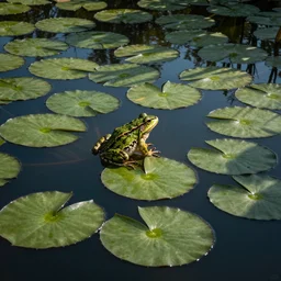 graphic design perfect frog pattern realistic circular lily pads in a lake