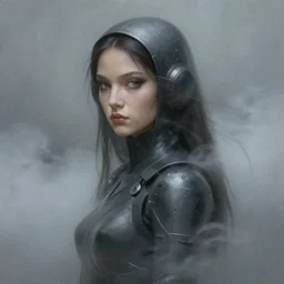 painting of a modern necro goddess in fog, highly detailed, digital painting, artstation, concept art, matte, smooth, sharp focus, illustration, art by yoji shinkawa, gabriele dell otto, 8 k