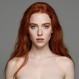 full portrait of katherine mcnamara as a hunter, fairy motif, alluring, red hair, pale skin, pelt armor, extremely detailed, digital illustration, by rossdraws, alphonse mucha, frank fanzzeta, collectible card art