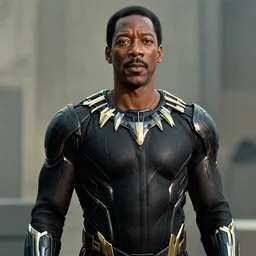 film still of 1980s Eddie Murphy as T’Chala in Black Panther movie