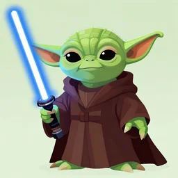 portrait of a yoda dressed as a sith lord with light saber, flat art, trending on artstation, award winning, vivid colours, cartoon, clear, detailed