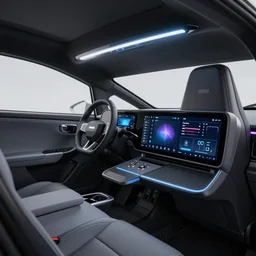 the inside of a futuristic flying car