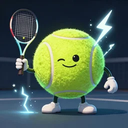 a tennis ball monster, tennis ball, lightning, chalk, digital art, fantasy, magic, trending on artstation, ultra detailed, professional illustration by Basil Gogos